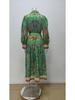 Retro Lantern Sleeve Lace-Up Printed Dress: European & American Women's Fashion