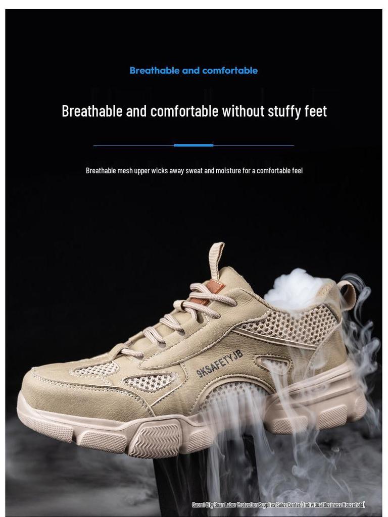 Breathable Fly-Knit Steel Toe Safety Shoes - Durable, Anti-Slip, and Comfortable for Long Hours