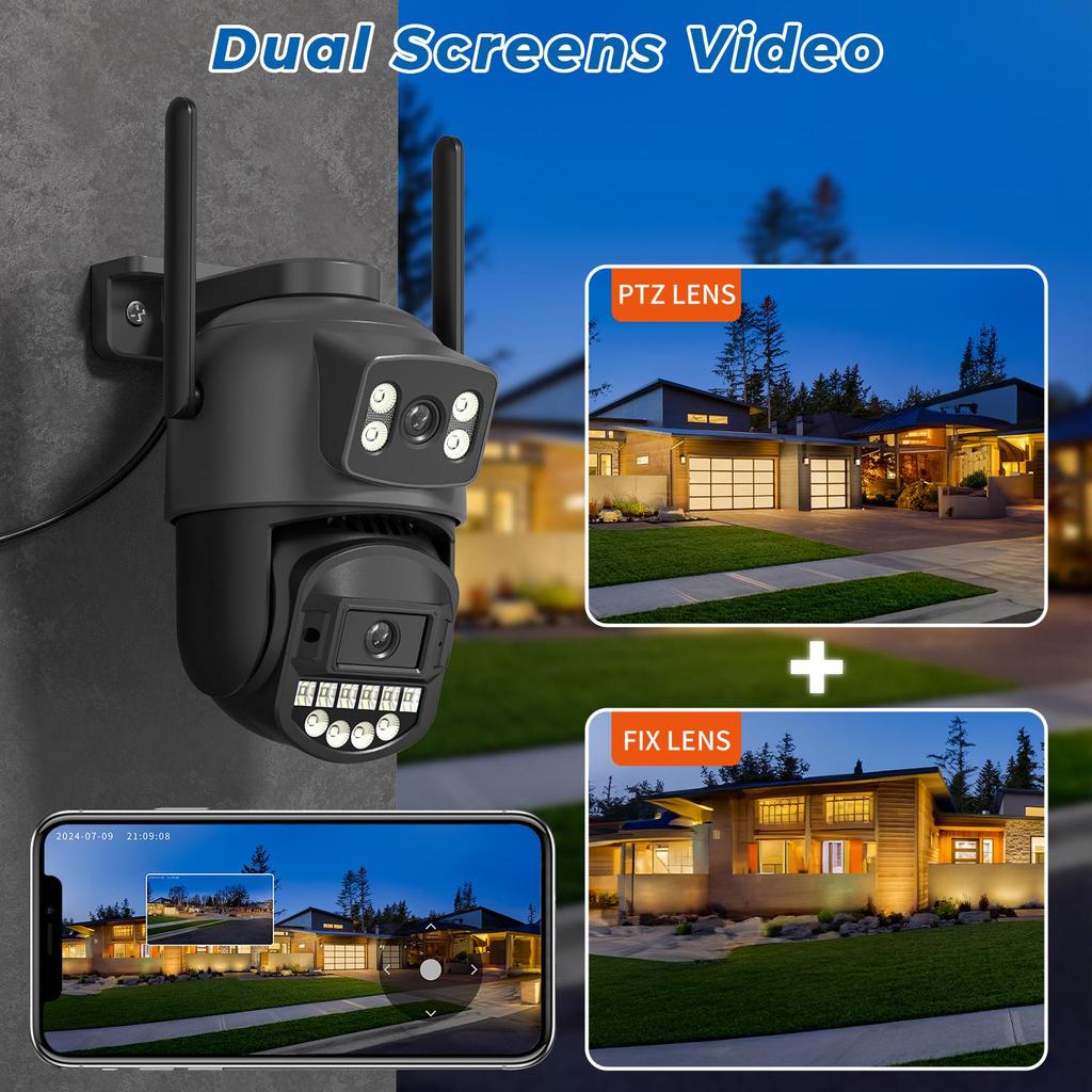 LS VISION Κάμερα 10MP PTZ IP 8MP 4K εξωτερικού χώρου με διπλό φακό με διπλή οθόνη 5G Κάμερα WIFI AI Παρακολούθηση Προστασίας ασφαλείας Κάμερα παρακολούθησης CCTV