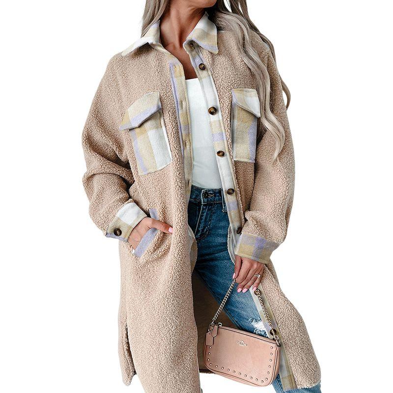 US Shiying Winter New Plaid Woolen Jacket Women 2025 Fashion Mid-Length Warm Jacket Women