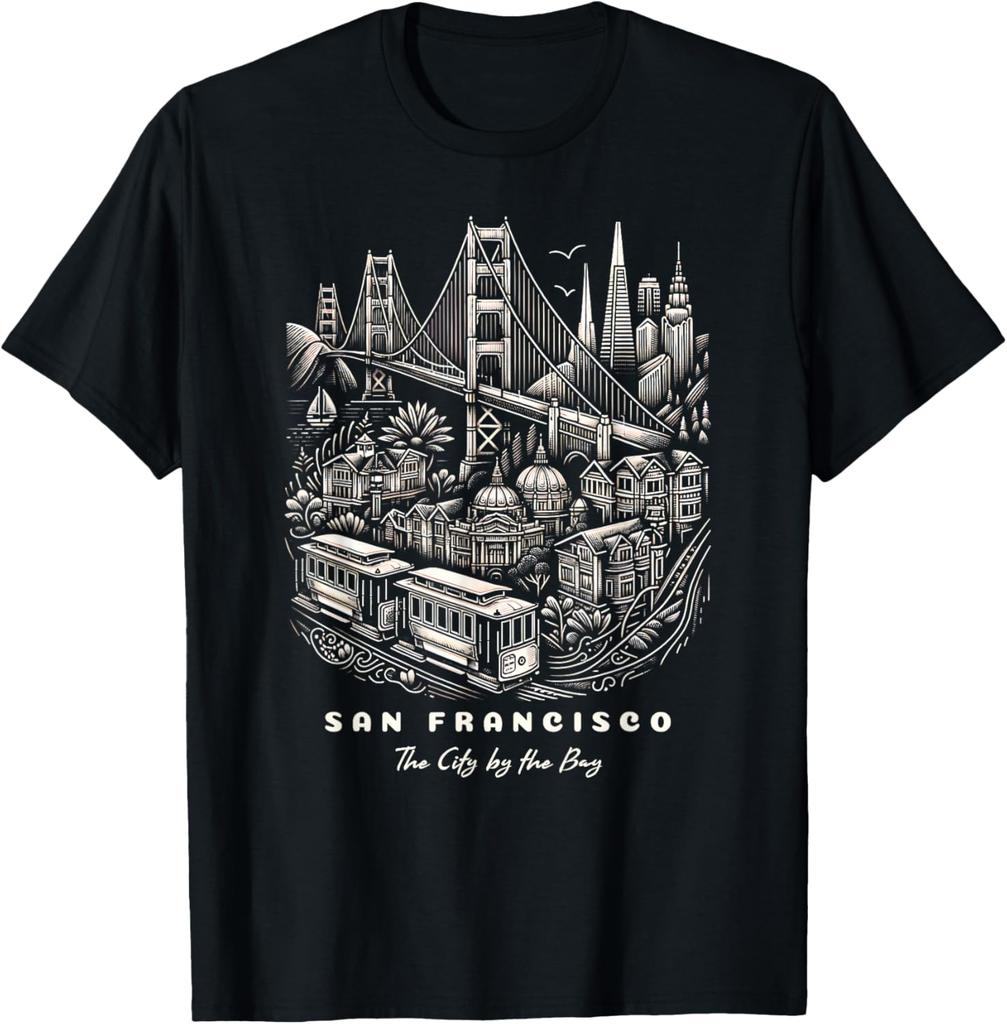 San Francisco SF Bay Area California Skyline and Golden Gate T-Shirt