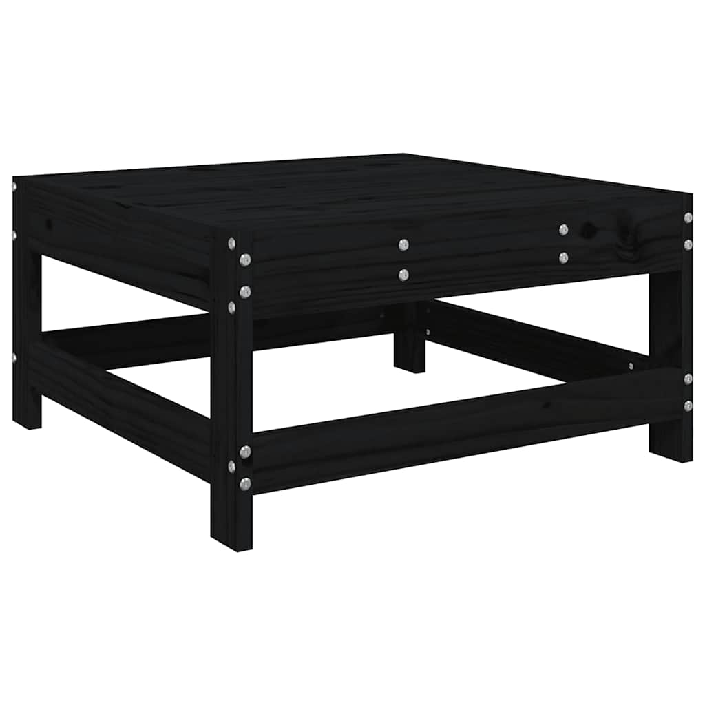 Garden Stool with Cushion Black Solid Pine Wood