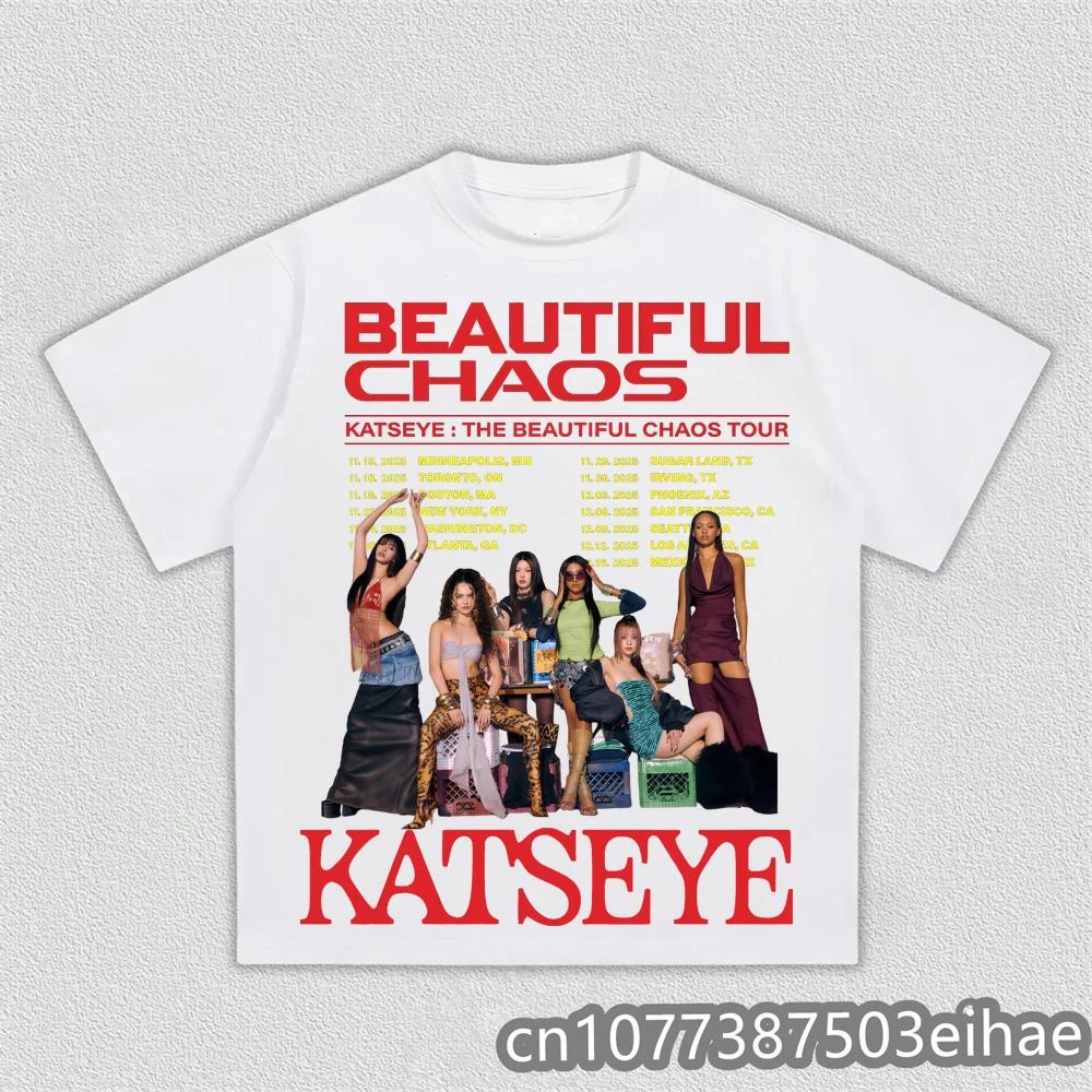 Teen Katseye Tshirt 2000s Kawaii Graphic Anime Digital Classic Hip Hop Style Youth Fashion Short Sleeve Casual Top
