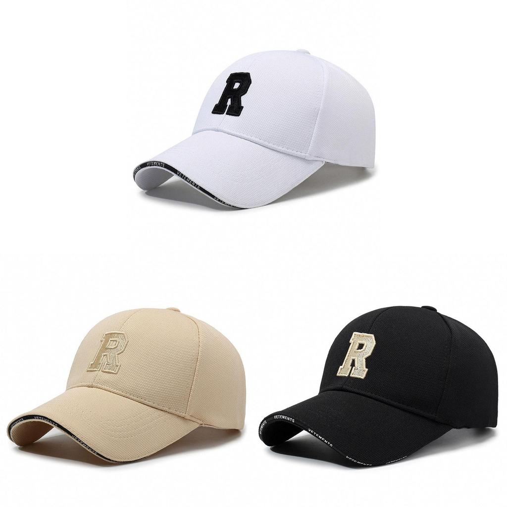 Embroidered R Letter Baseball Cap Adjustable Sun Protection Outdoor Hat Sports
