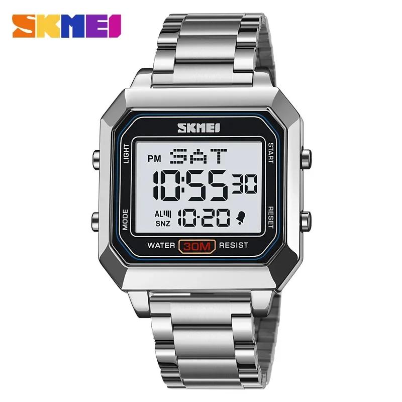 SKMEI 2149 Night Glow Electronic Watch Men's Electronic Square Steel Band Student Multi Functional Sports Waterproof