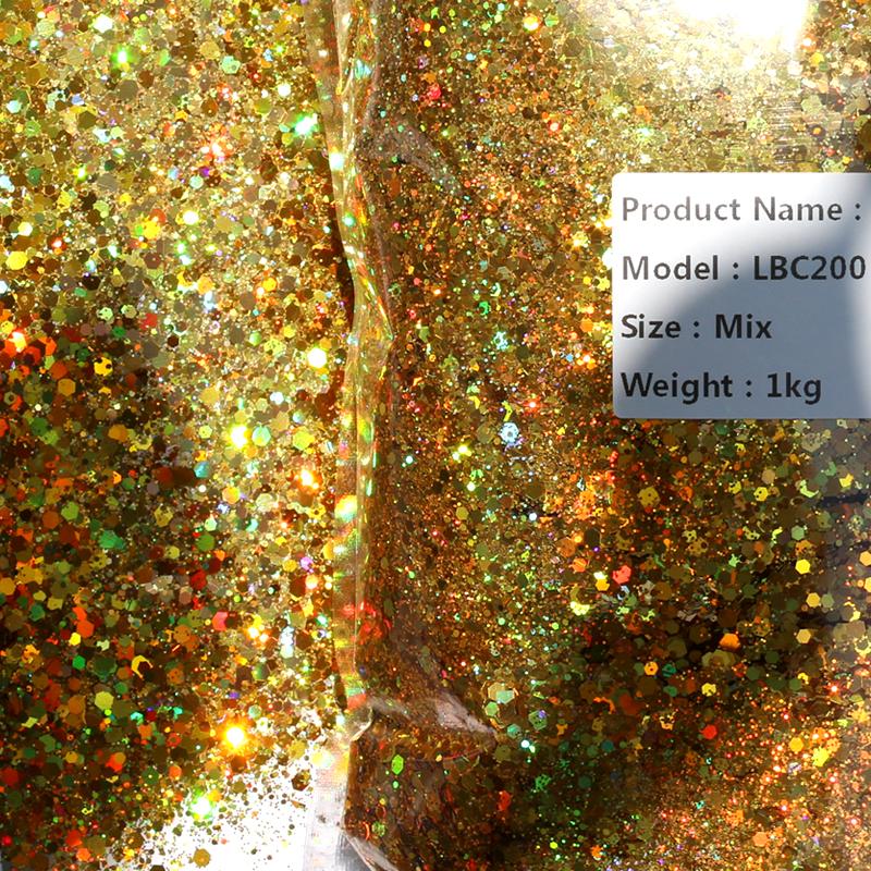 PET Bulk Holographic Glitter 1KG Mixed Chunky Glitter Powder for Crafts
