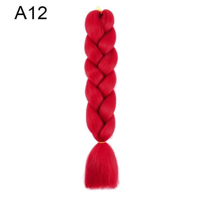 Extension de Cheveux Synthétiques à Tresser 24 Pouces Couleur Arc-en-ciel DIY Jumbo Cheveux Rose Rouge Bleu Coiffure pour Femmes