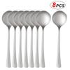 8PCS Korean-Style Long-Handled Spoon, 304 Stainless Steel Household Rice Mixing Spoon, Soup Spoon Safety for Family Gathering