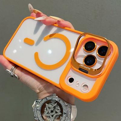 Transparente Hülle für iPhone 17 Air 16 15 14 Plus 13 12 11 Pro Max für Magsafe Kabelloses Laden Kameraständer Halter Objektivabdeckung