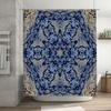 Blue Gold Bath Shower Curtain Fabric Print Home Decor Waterproof Modern Style Decorative Rainfall Pattern