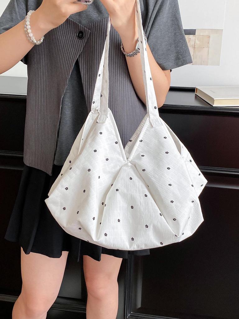 2026 Trendy Women's Korean Polka Dot Tote Bag - Large Capacity, Lazy Summer Style