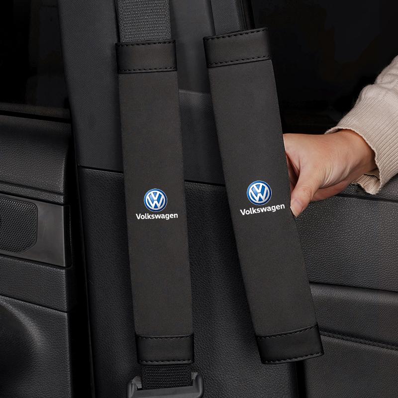 2PCS Car Seat Belt Pad Cover Suede Soft Car Shoulder Pad for Volkswagen VW GTI Touran ID3 T-Cross Golf T5 Atlas Polo Jetta T-ROC zh7