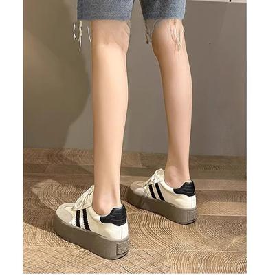 Leather Inner Height Increase Moral Training Shoes Women's Little White Shoes Spring and Summer New Thick Baseplate Shoes Casual Sports Shoes Women