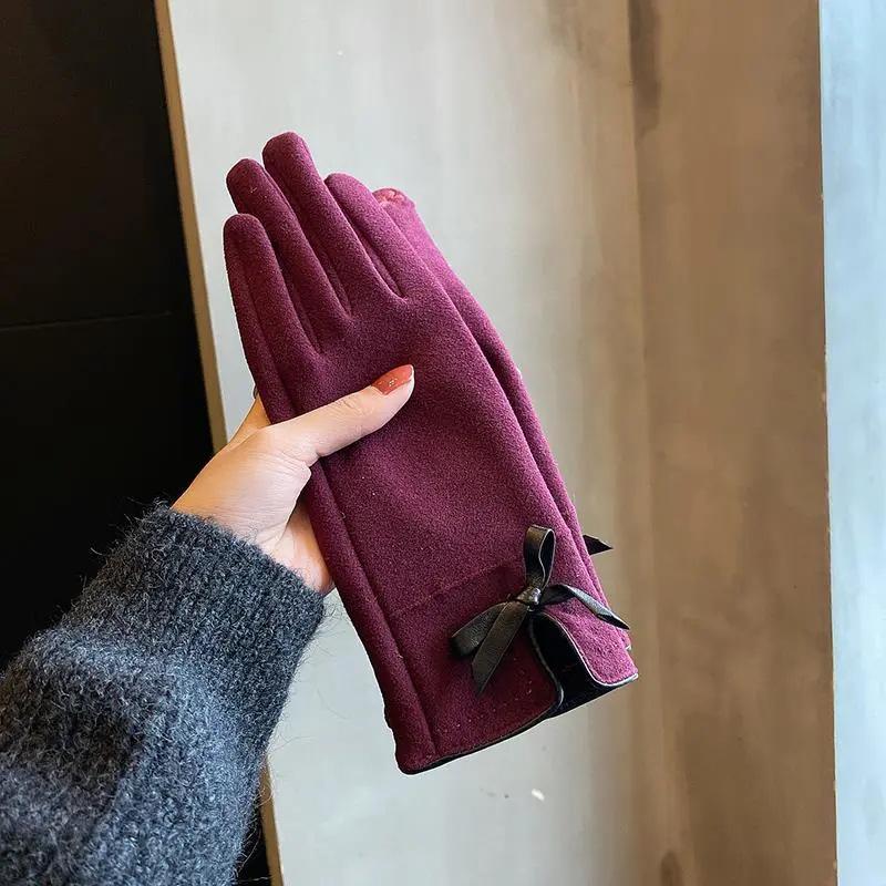 Women's Gloves Winter Warm Thickened Velvet Windproof Gloves Autumn Driving Cold Proof And Warm Touch Screen Split Finger