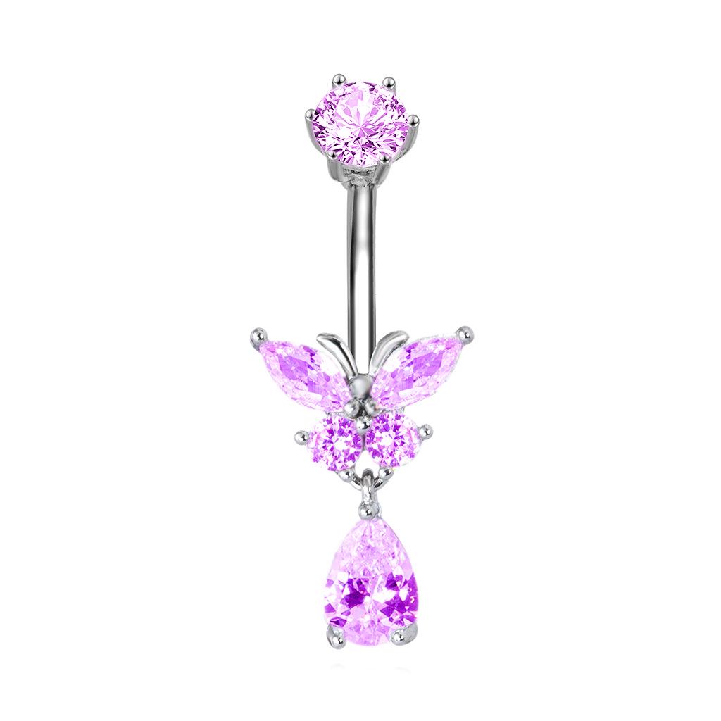 Bauchnabelring aus Edelstahl mit Zirkonia-Einlage, Körper-Piercing-Schmuck