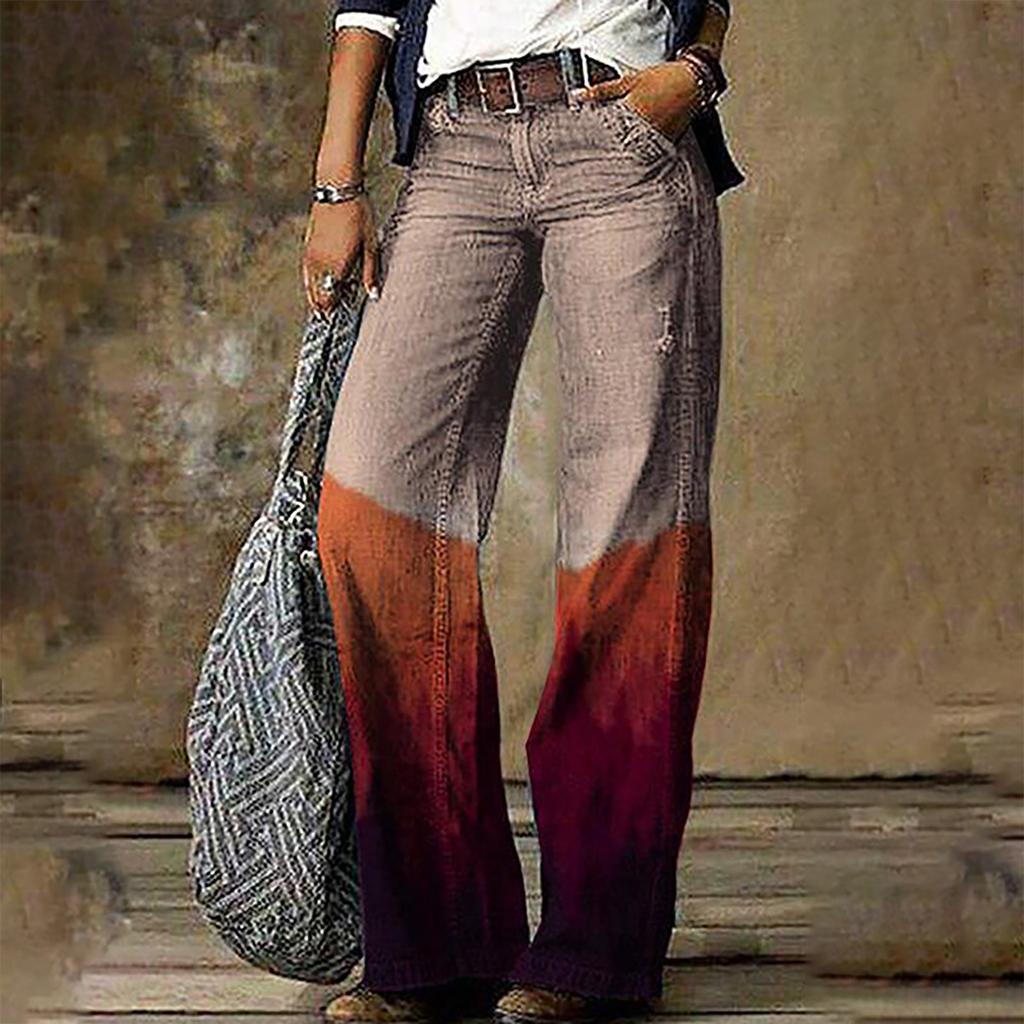 Fashion Women's Casual Solid Pockets Hip Lift Skinny Floor Broad Leg High Waist Pants