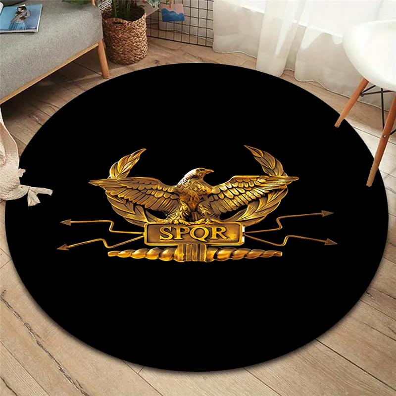 Roman SPQR Round Area Rug,Carpet Rug for Living Room Bedroom Sofa Playroom Decor,Non-slip Floor Mat