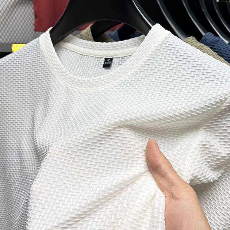 Men's Slim Fit Bamboo Ice Silk Mesh T-Shirt - Short-Sleeve, Cool, Casual, All-Match Summer Top