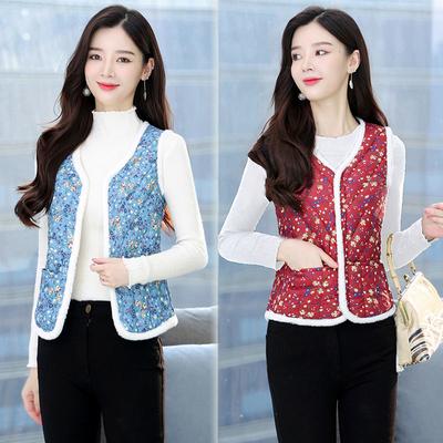 Gilet invernale versatile in cotone con stampa floreale per abiti caldi da donna