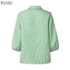 ZANZEA Camicia da donna a righe larghe con colletto a punta e maniche a 3/4
