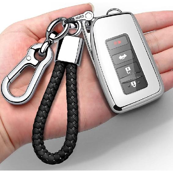 Autophone Compatible With Lexus Key Fob Cover With Keychain Soft TPU 360 Degree Protection Key Shell Case For 2013-2017 RX ES GS LS NX RS GX LX RC LC