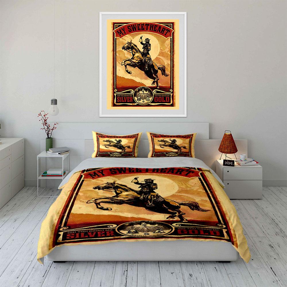 Cowboy Riding a Horse. Bedding Sets Duvet Cover Sets Duvet Covers Pillowcases(1 * Duvet Cover 2 * Pillowcases Without Duvet Insert)