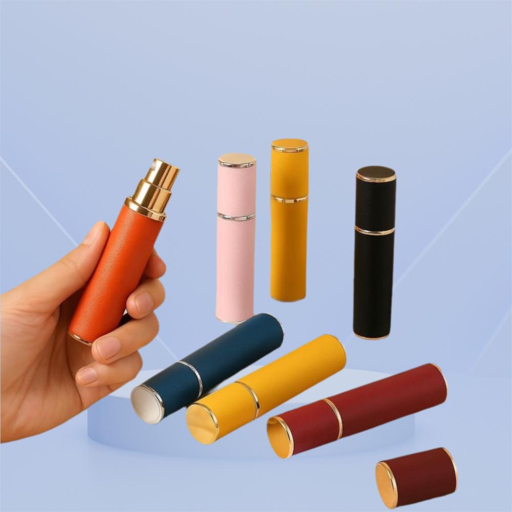 10ml Mini Perfume Bottle PU Leather Essential Oil Alcohol Spray Rotating Bottle Refillable Spray Atomizer Bottle