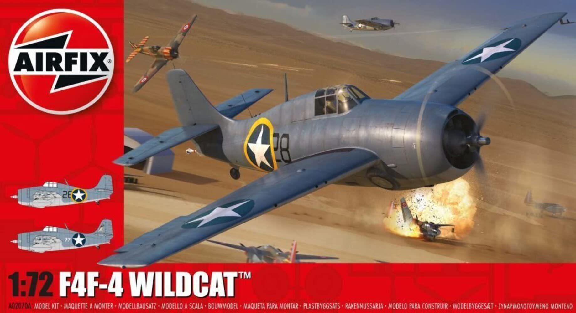 

Airfix масштабный пластиковый набор модели Grumman Wildcat ВМС США, цветной пластик, 1/72 F4F-4, X-2070A,
