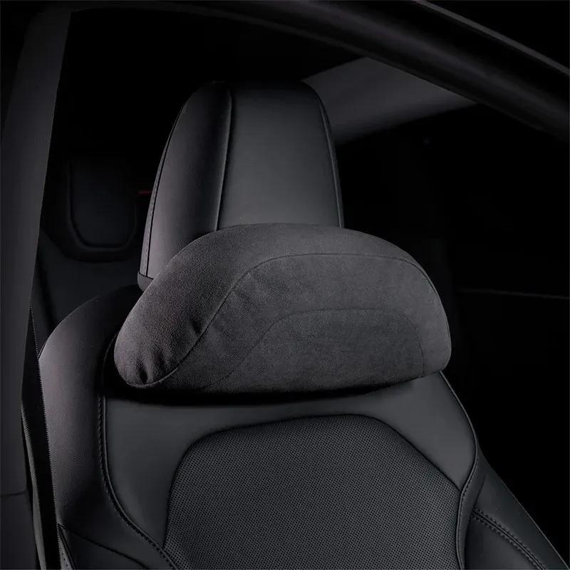 Comfortable Headrest Neck Pillow for Tesla Model 3/Y/3+ Model Y Juniper 2025 Accessories Car Suede Neck Pillow for Traveling