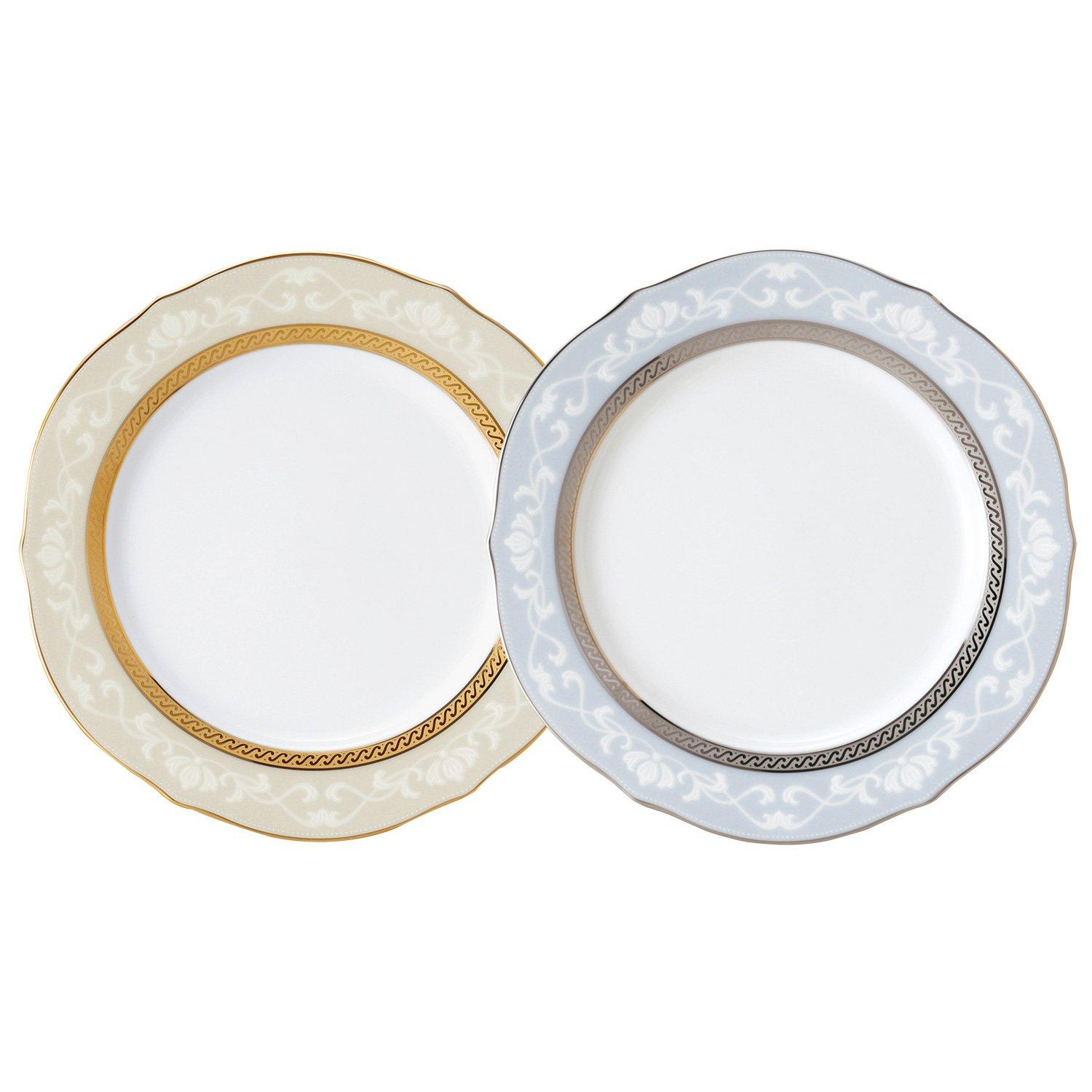 

Noritake Accent Plates (Color-Changing Pair Set) 23cm Hampshire Gold & Platinum, Gold and Silver Fine Porcelain, P91310/4335-6