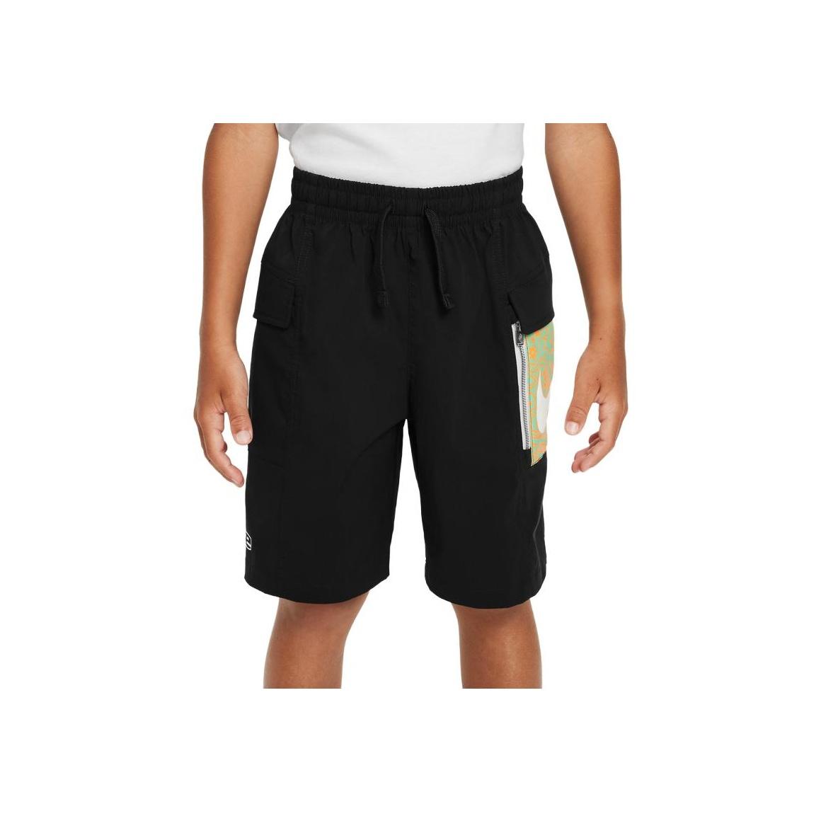 

Nike Kids Color Block Multi-Pocket Drawstring Casual Cargo Shorts Kids shorts Black FV5792-010 XS