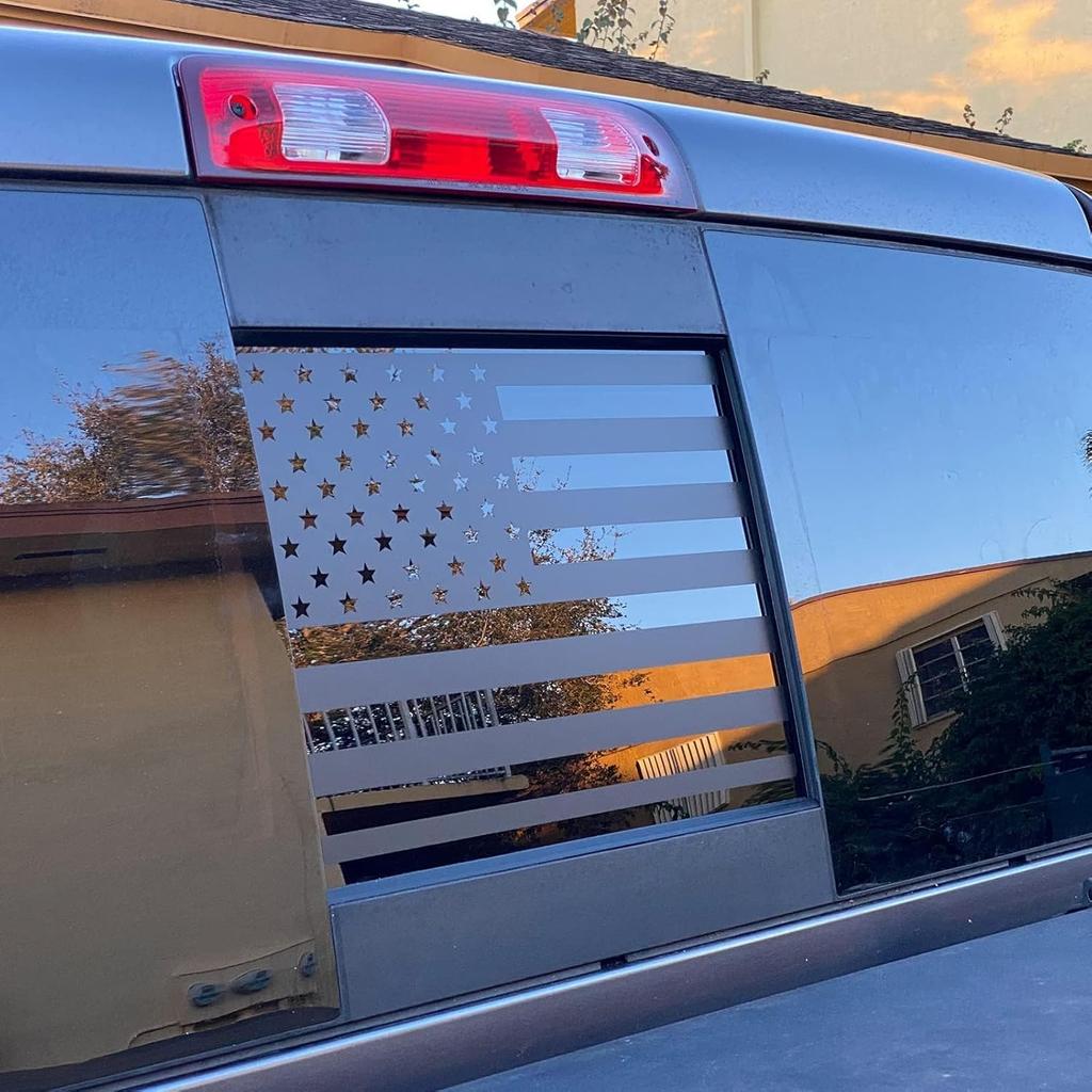 For Chevrolet Colorado GMC Canyon 2015-2025 Rear Middle Window American Flag Decal Back Center Sliding Window Glass USA Flag Vinyl Sticker Exterior