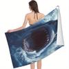 Beach Towel Shark Print Pattern Sun Protection Windproof Suitable for Swimming Pool Camping Travel Blanket