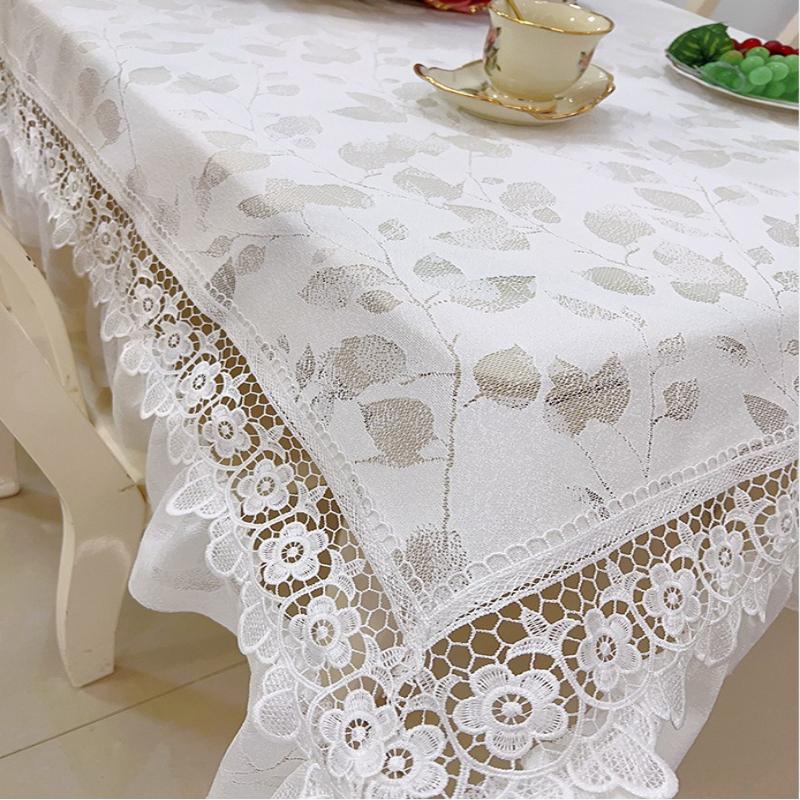 Lace Tablecloth Atmosphere French Light Luxury Style High-end Feeling Dining Table Decoration Home Dust-proof White Tablecloth