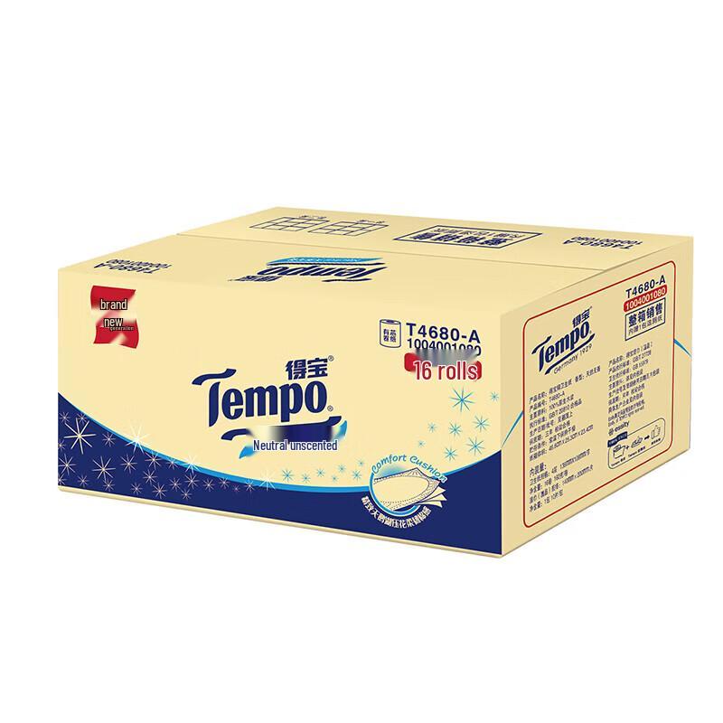 Tempo 4-Ply Thickened Unscented Toilet Paper Rolls
