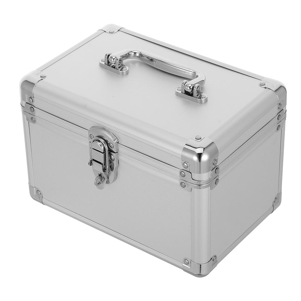 Multifunctional Aluminum Alloy Tool Box 9.5x6.3x6.3in Heavy Duty Handle Buckle Portable Organizer Case for Instruments Tools