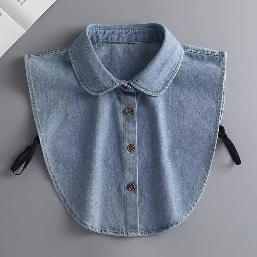 Lapel Buttons Women Fake Collar Cotton Detachable Collar Versatile Denim Fake Collar Women