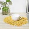 Haushalt Küche Baumwolle Kaffeetasse Untersetzer mit Quaste Hitzebeständiges Pad Platzset Dekoration(Gelbes Herzförmiges)