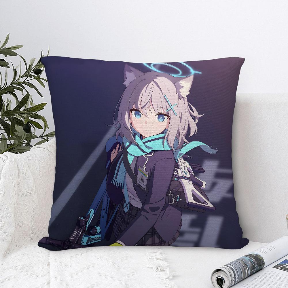 B-Blue Archive Anime Pillow Case Sofa Decorative Home Double-sided Print Plush Square Throw Pillow Covers Cushion Decor Cover
