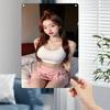 Retro Tin Poster Wall DecorMetal Poster - Korean-Vibe Female Face & White Crop Top Design - Heavy-Duty Iron Pl