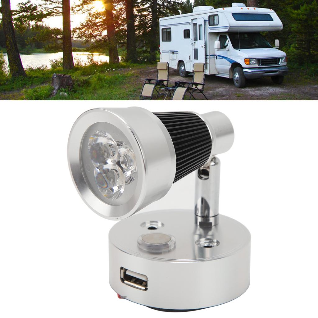 LED Wohnmobil Nachttischlampe mit USB-Ladeanschluss Touch-Schalter Dimmbares Licht für DC 12 bis 24V Autos Boote S