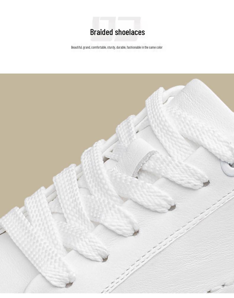Spring Collection: Thick Sole Height-Boosting White Leather Sneakers for Couples – Trendy, Versatile, Casual Sports Shoes