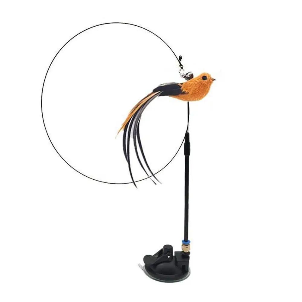 

Removable Mini Free Hands With Bell Sucker Feather Bird Simulation Bird Cat Toy Cat Stick Toy Wand Toy Cat Supplies