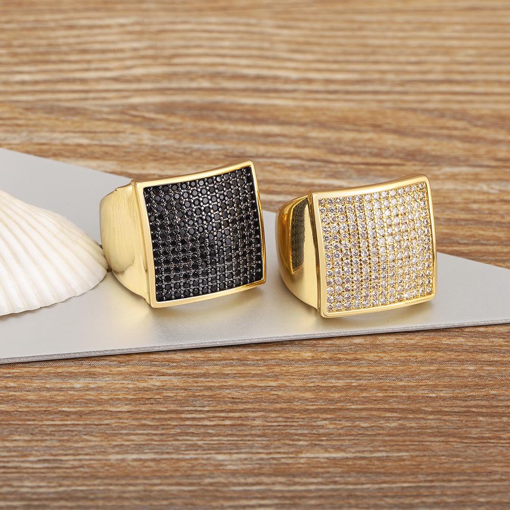 Nidin Classic New Design Irregular Rectangle Shape Geometric Zircon Tennis Open Rings For Women Girls Boys Aesthetic Jewelry