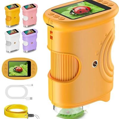 1000X Handheld Microscope for Kids 2 Inch Screen Take Pictures Digital Microscope HD Rechargeable Pocket Microscope