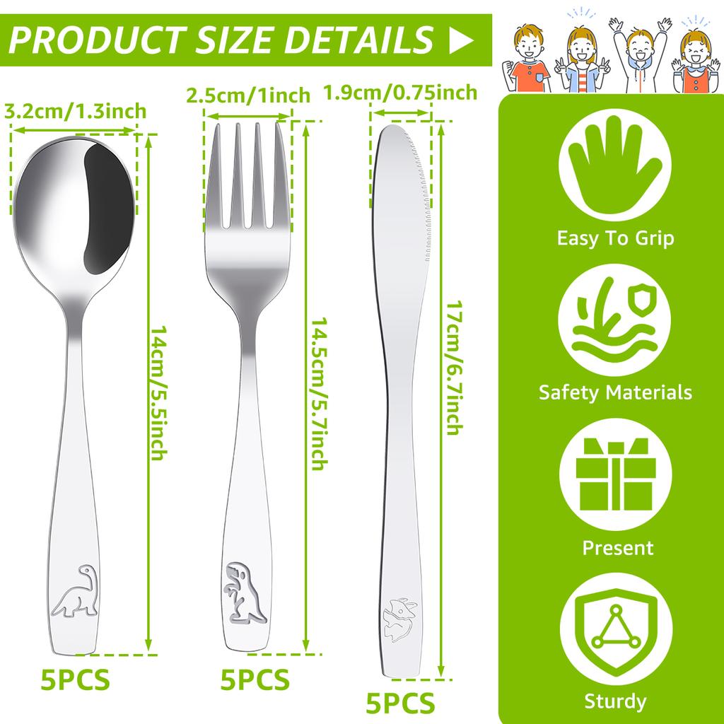 Kids Silverware Tableware Set Food Training Spoon Dessert Spoon for Children Feeding Spoon Fork Gadgets Children's Cutlery