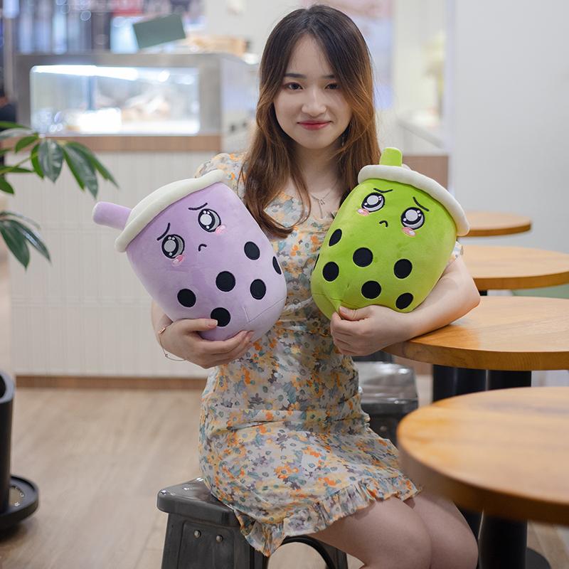 22-25cm Cuddly Bubble Tea Plushies Squishy Pearls Milk Tea Boba Peluche Ice Cream Fruits Juice Drink Bottle Prop Decor Gift