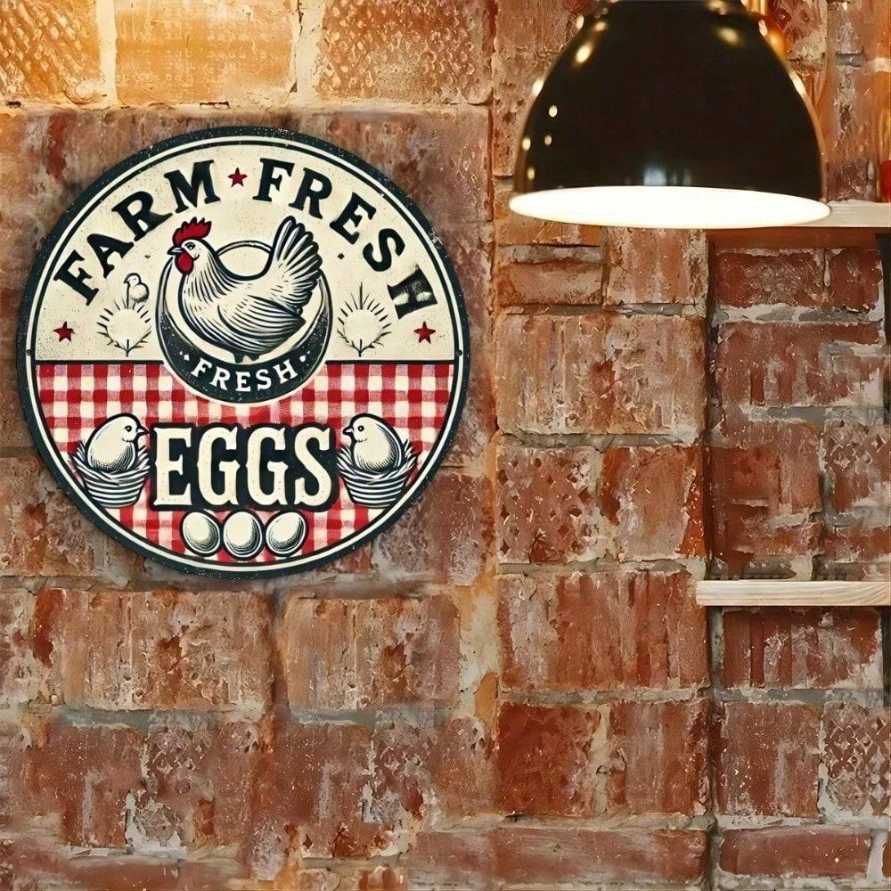 Vintage Farm Fresh Eggs Metal Tin Sign 8x8 Inch Retro Kitchen Wall Decor Home Bar Cafe Art