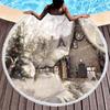 Winter Snow Scene Fantasy Tree Round Beach Towel Polyester Sand Resistant Shawl Beach Blankets, Quick Dry Pool Towels Picnic Mat