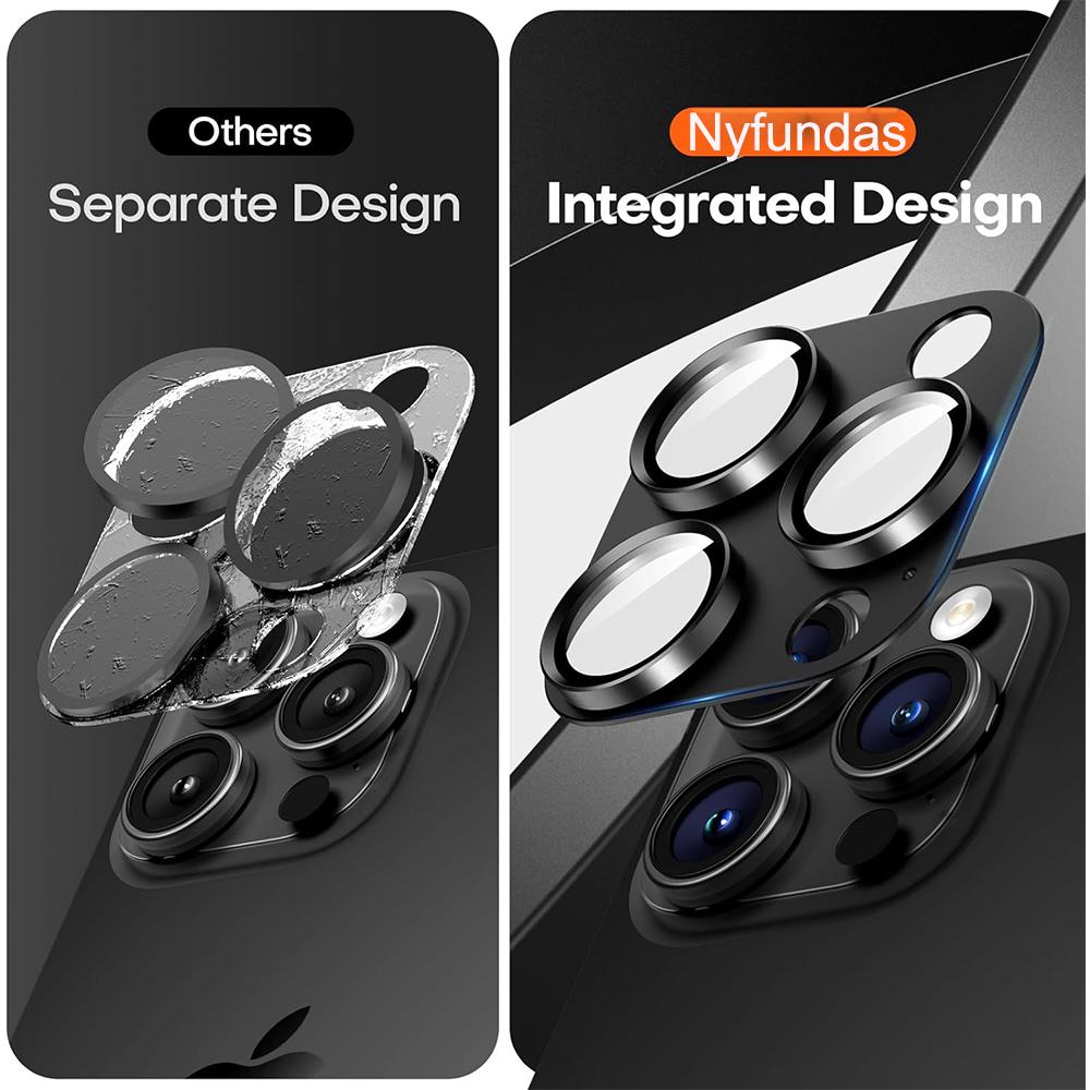 2 buc. capac de protectie a lentilelor aparatului foto din titan negru pentru iPhone 16 Pro Max 15 Plus 14 13 Mini 12 11 16Pro 2024 Film de protectie Accesorii pentru telefon